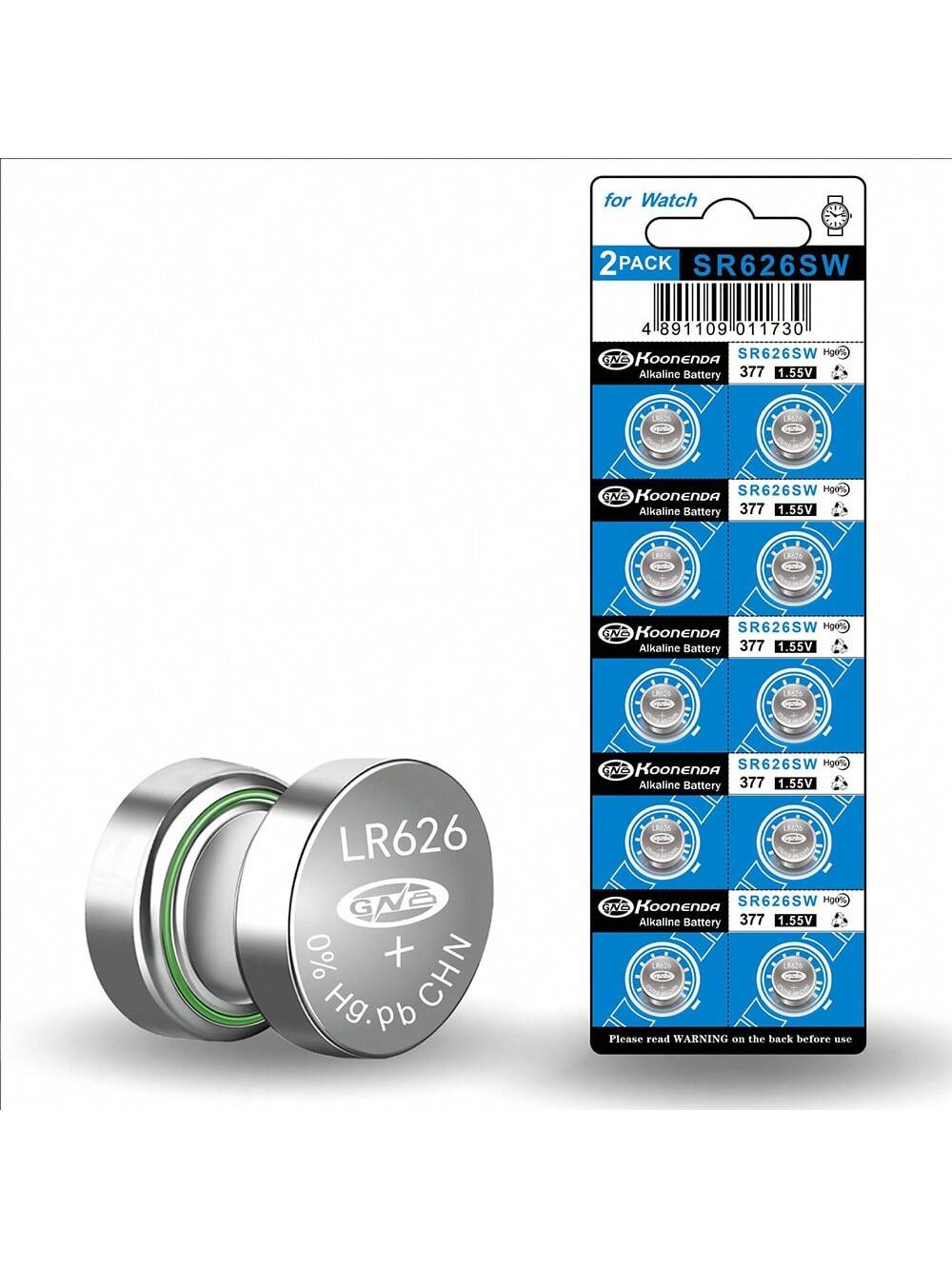 Koonenda Button Battery Watch Battery AG4/LR626 1.5V 18mAh, Used For Watches, Toys, Etc., Non Rechargeable