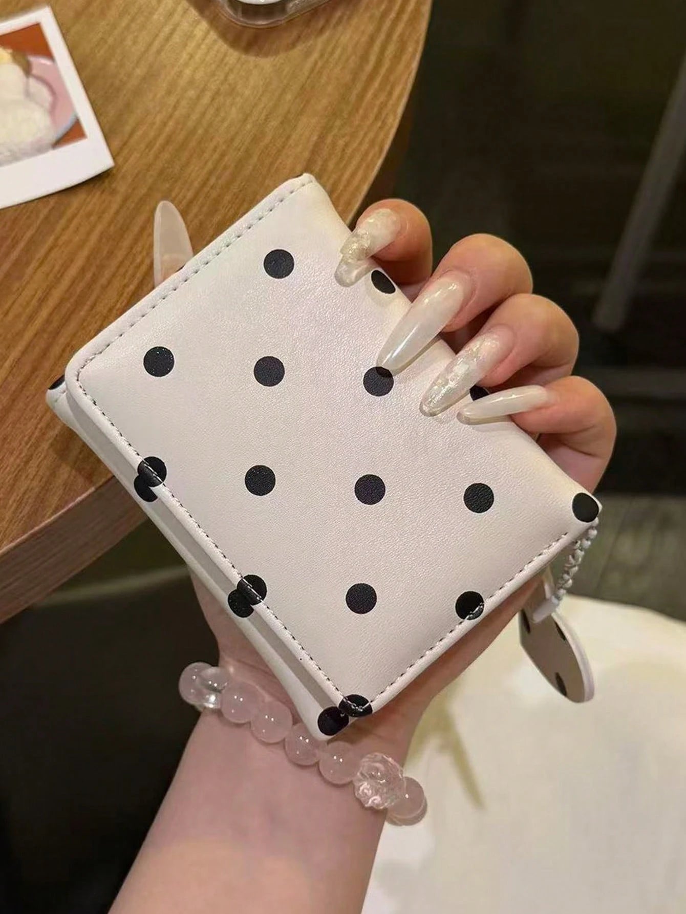Korean Niche Design INS Style Fresh Polka Dot Heart Pendant Wallet Soft Cute Girl Style Multi-Slot Short Wallet Daily Portable Card Holder,Card Case