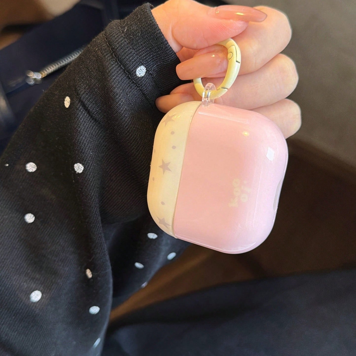 Korean Style Creative Pink & White Color Block Grey Star + Circle Earphone Case Compatible With AirPods Pro 3 New Pro 2 Protective Cover Pro Cute Apple 4 Minimalist 3 Personalized 1/2 Generation Girls
