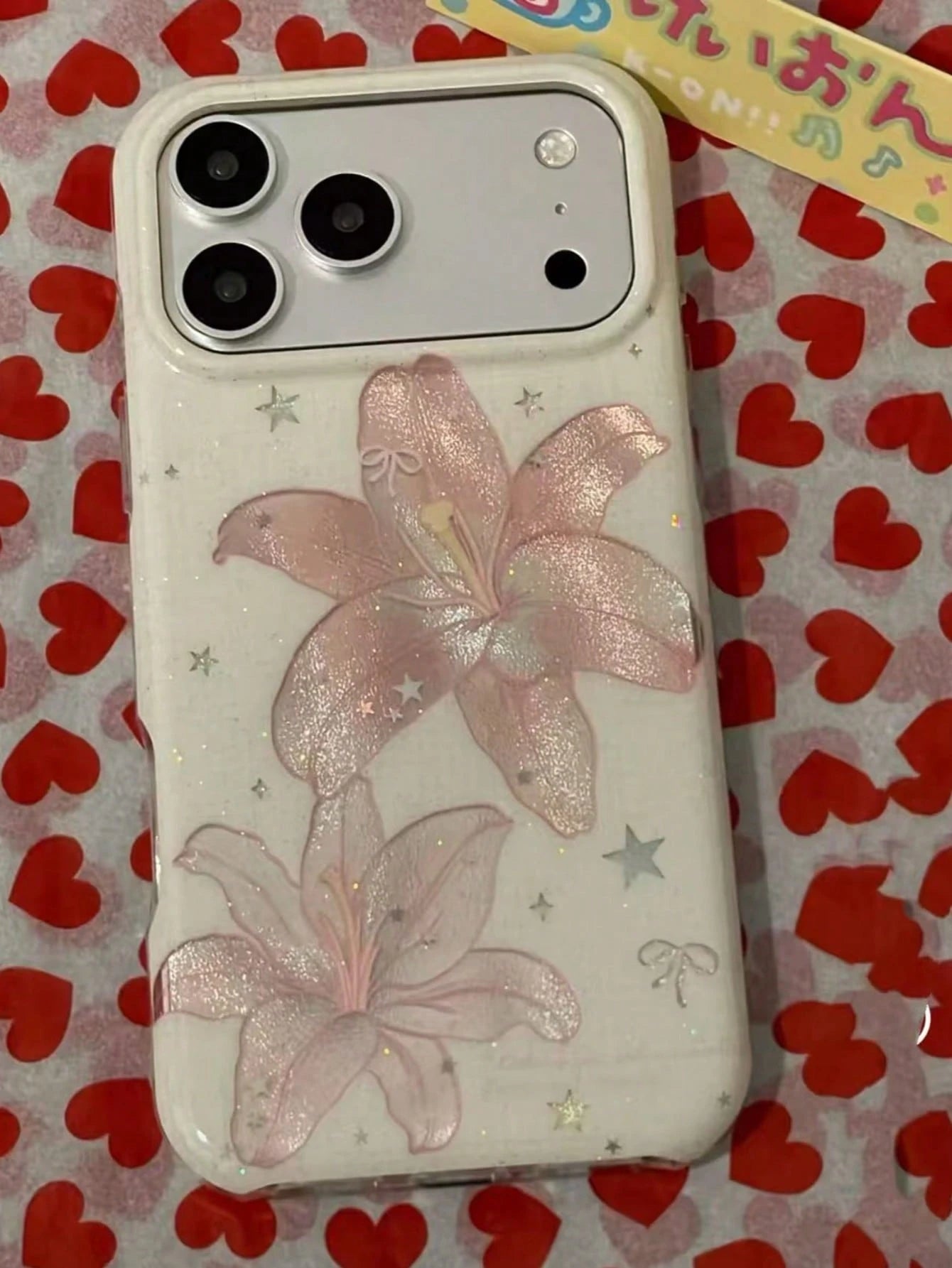 Korean Style Ins Pink Feather Lily Flower Phone Case Compatible With IPhone 17 Pro, 17 Pro Max, 16 Pro, 16 Pro Max, 15 Pro, 15 Pro Max, Shockproof Protective Cover, Niche Design For Women