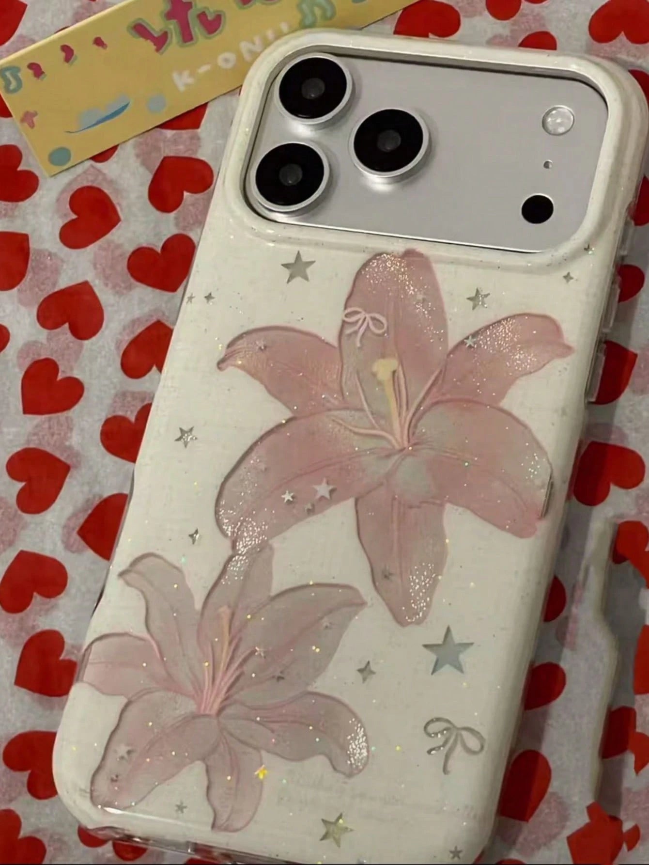 Korean Style Ins Pink Feather Lily Flower Phone Case Compatible With IPhone 17 Pro, 17 Pro Max, 16 Pro, 16 Pro Max, 15 Pro, 15 Pro Max, Shockproof Protective Cover, Niche Design For Women