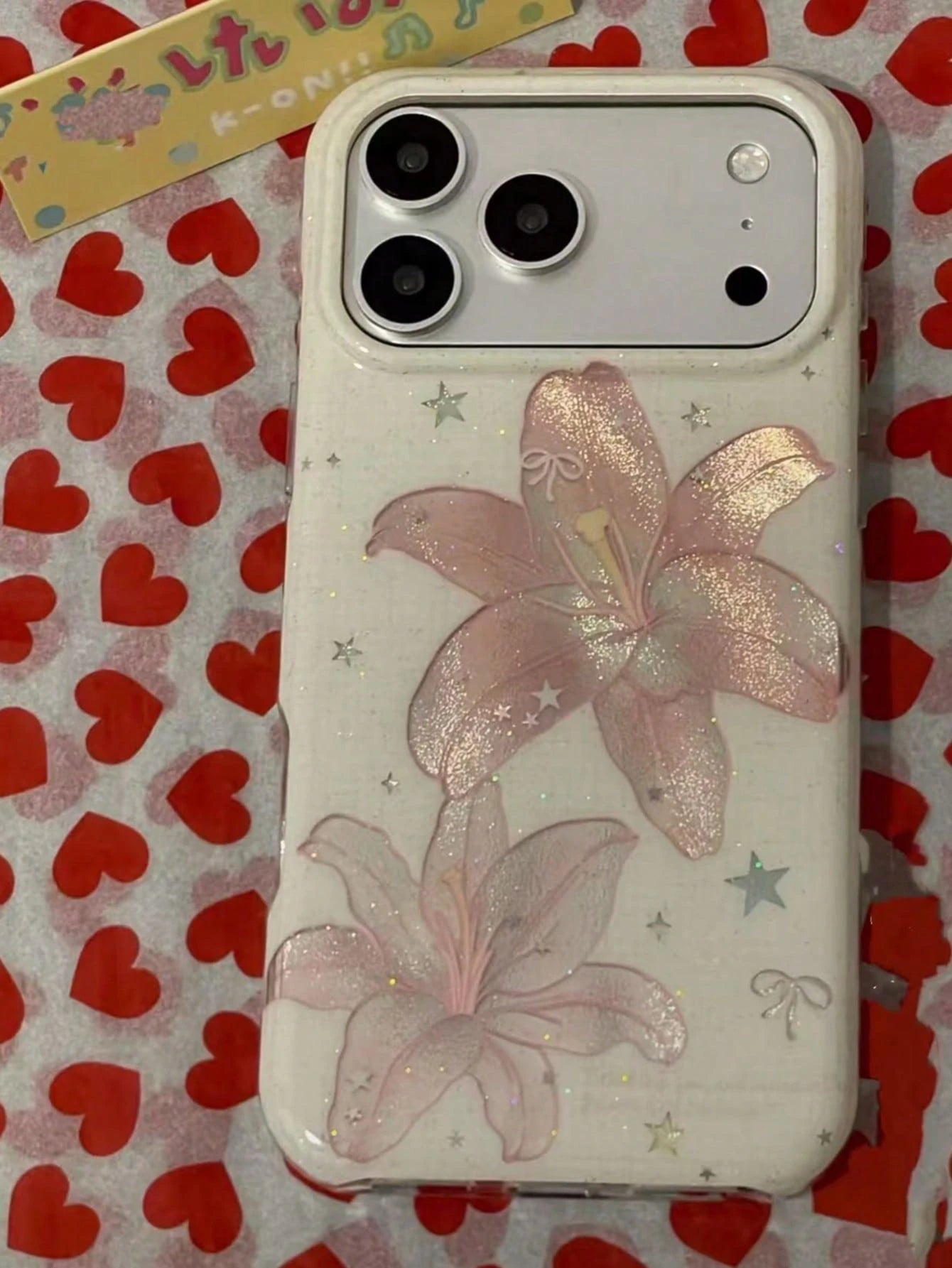 Korean Style Ins Pink Feather Lily Flower Phone Case Compatible With IPhone 17 Pro, 17 Pro Max, 16 Pro, 16 Pro Max, 15 Pro, 15 Pro Max, Shockproof Protective Cover, Niche Design For Women