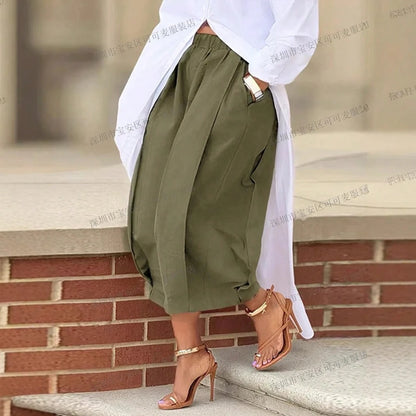 KZKZWK High Waist Pleated Wide Leg Culottes, Casual & Streetwear
