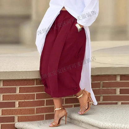 KZKZWK High Waist Pleated Wide Leg Culottes, Casual & Streetwear