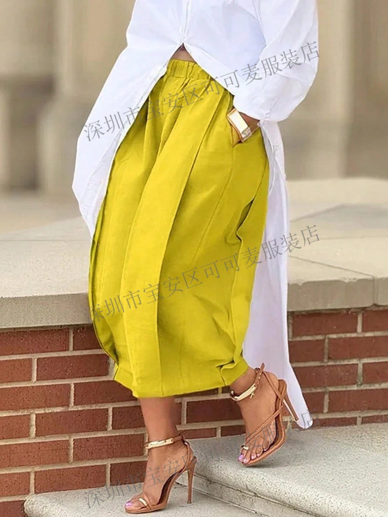 KZKZWK High Waist Pleated Wide Leg Culottes, Casual & Streetwear