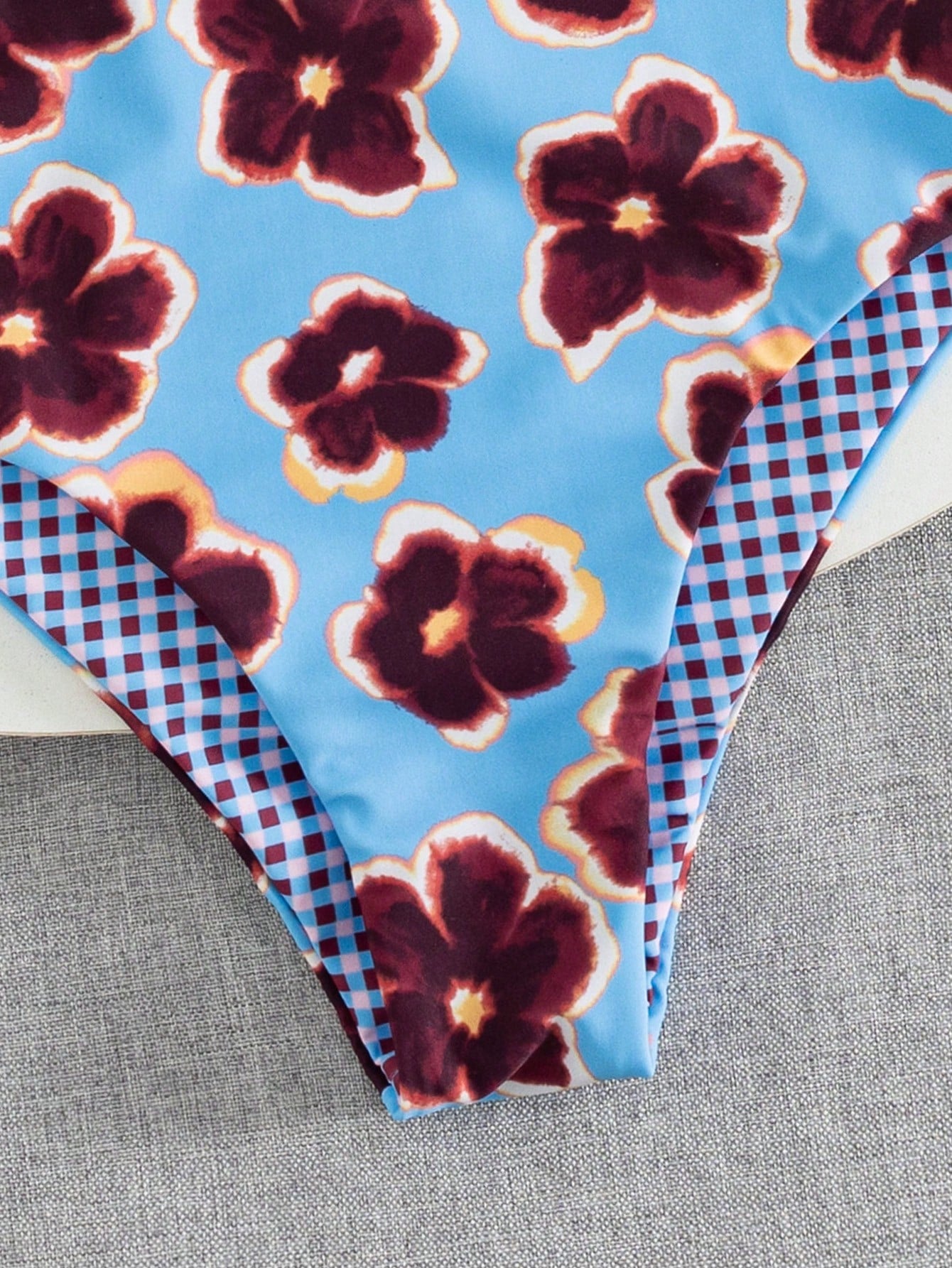 Ladies' Cute Spring/Summer Vacation Printed Flat Chest Thin Strap Bikini 2 Pieces Set With High Waist Swimming Pants