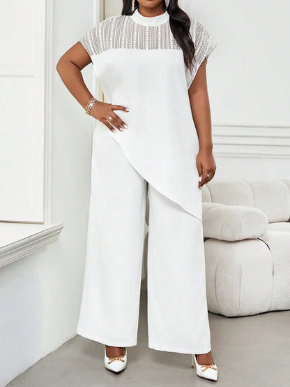 Lady Plus Size Women Elegant Batwing Sleeve Asymmetric Hem Casual Top