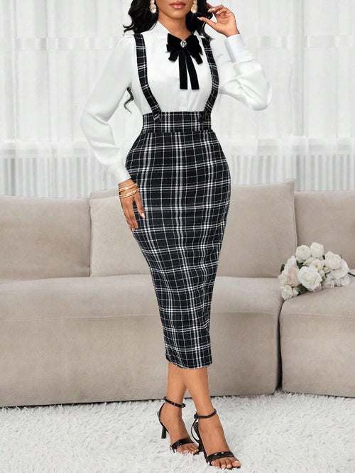 Lady Women's Fashionable & Versatile Back Slit Bodycon Dress (With Shoulder Strap) For Autumn/Winter Autumn Outfits For Women Fall Dresses For Women Winter Dress