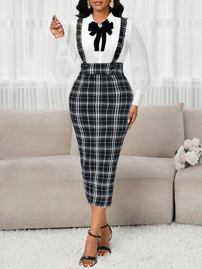 Lady Women's Fashionable & Versatile Back Slit Bodycon Dress (With Shoulder Strap) For Autumn/Winter Autumn Outfits For Women Fall Dresses For Women Winter Dress