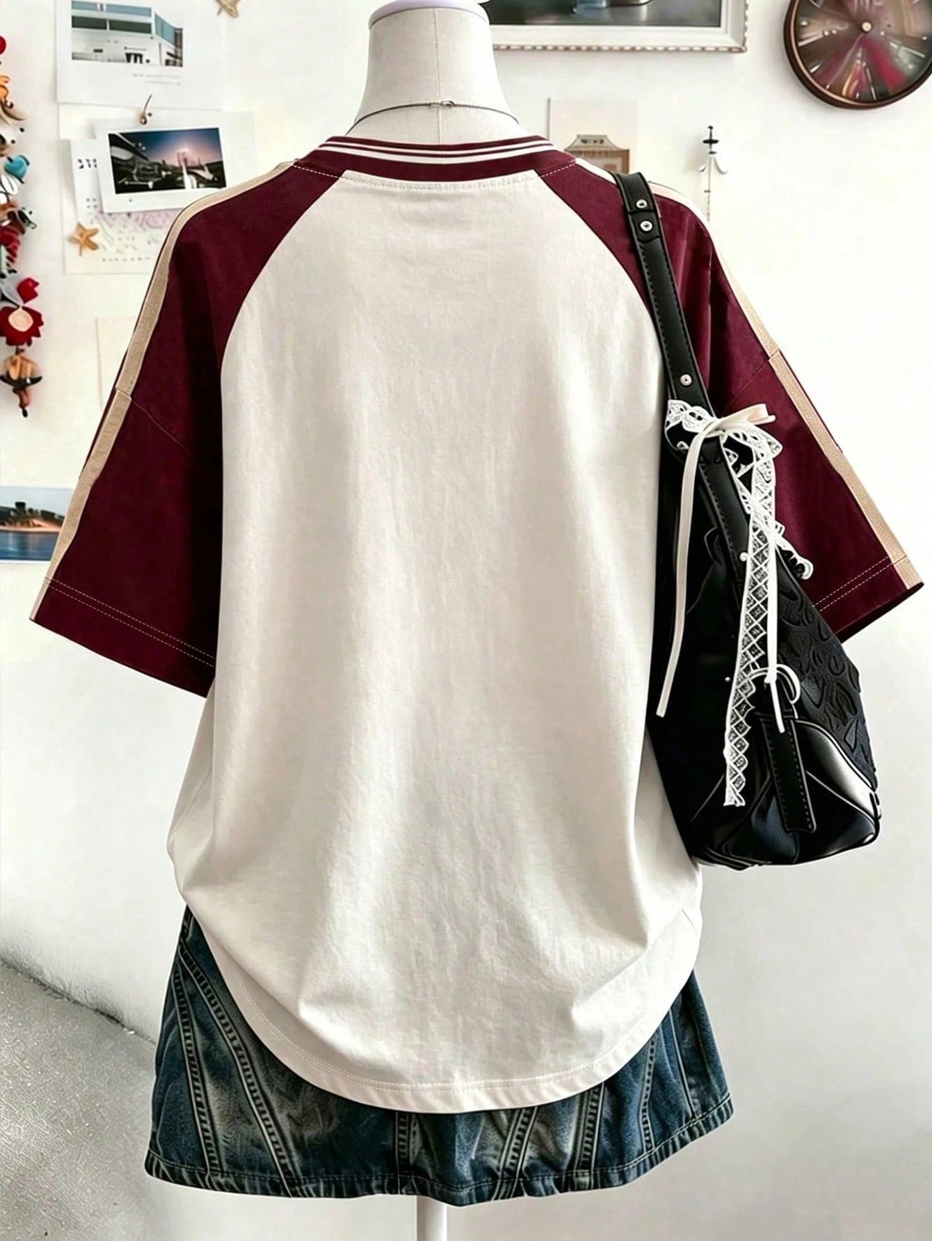 Lalippa Women's Casual Top, Summer Short Sleeve T-Shirt, Pattern, Apricot, Burgundy, Letter Print, Student, Outdoor, Street Style, Plus Size Women's T-Shirt
