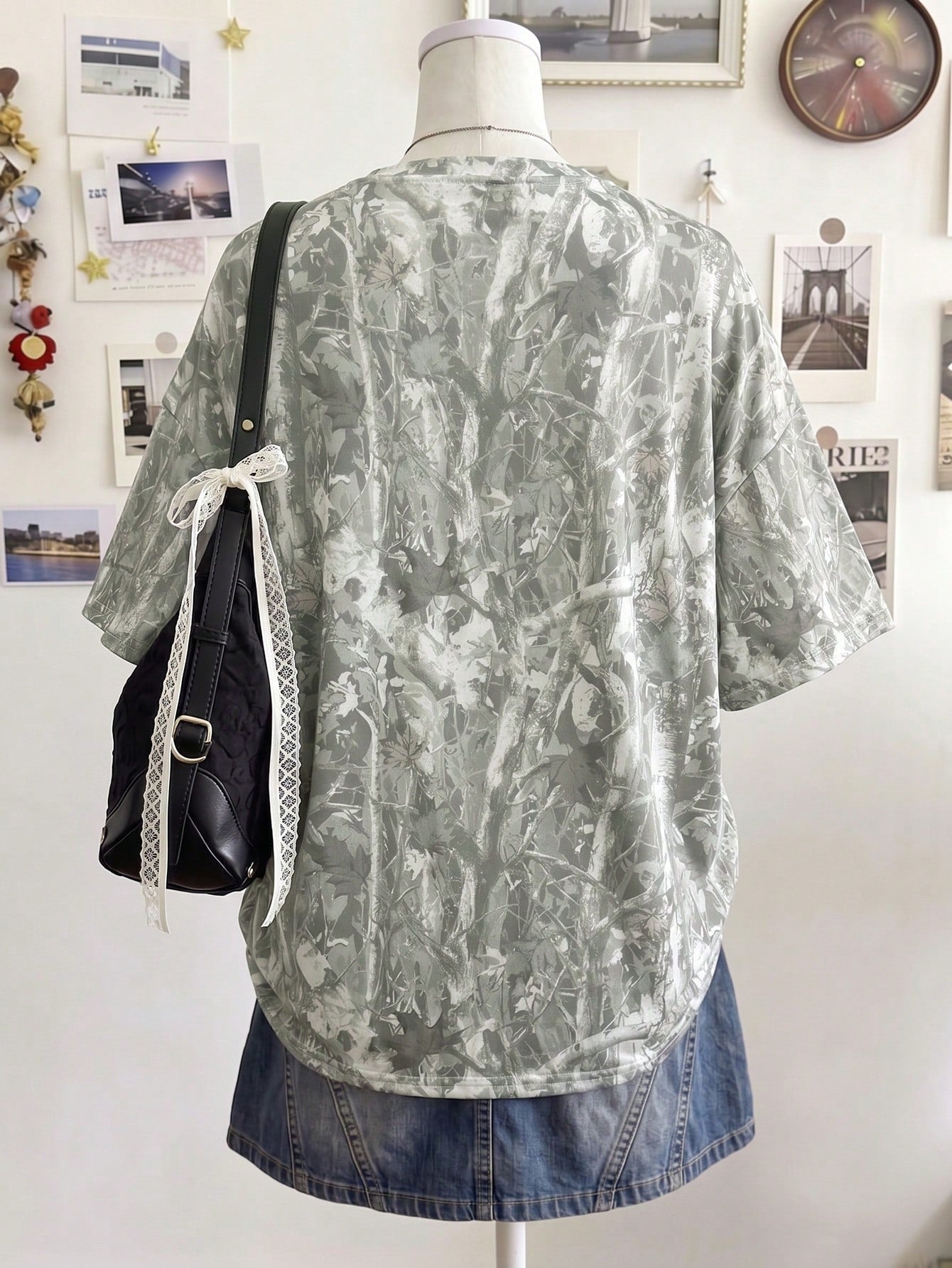 Lalippa Women's Round Neck Plant Print Casual Versatile Daily Wear Short Sleeve T-Shirt