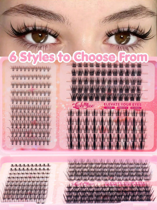 Large Capacity Eyelash Book, 8-16MM Mixed Length, D-Curl Fluffy False Eyelashes, Multi-Row Segmented Cluster Lashes Neatly Organized, Suitable For Beginners Home DIY Free Matching, Lightweight Soft Fi
