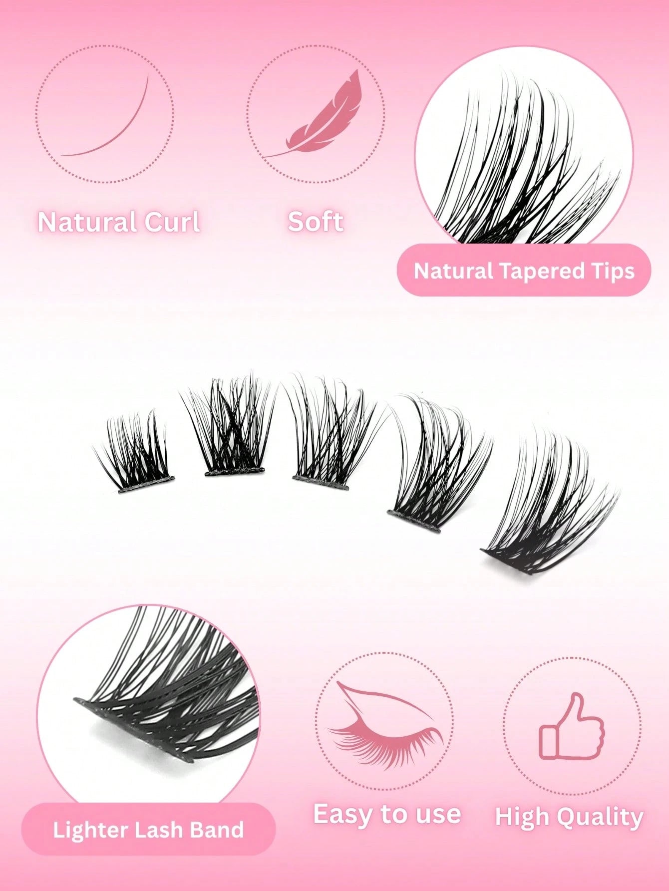 Large Capacity Eyelash Book, 8-16MM Mixed Length, D-Curl Fluffy False Eyelashes, Multi-Row Segmented Cluster Lashes Neatly Organized, Suitable For Beginners Home DIY Free Matching, Lightweight Soft Fi