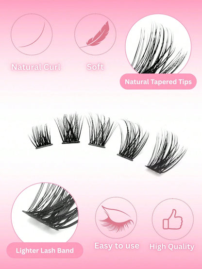 Large Capacity Eyelash Book, 8-16MM Mixed Length, D-Curl Fluffy False Eyelashes, Multi-Row Segmented Cluster Lashes Neatly Organized, Suitable For Beginners Home DIY Free Matching, Lightweight Soft Fi