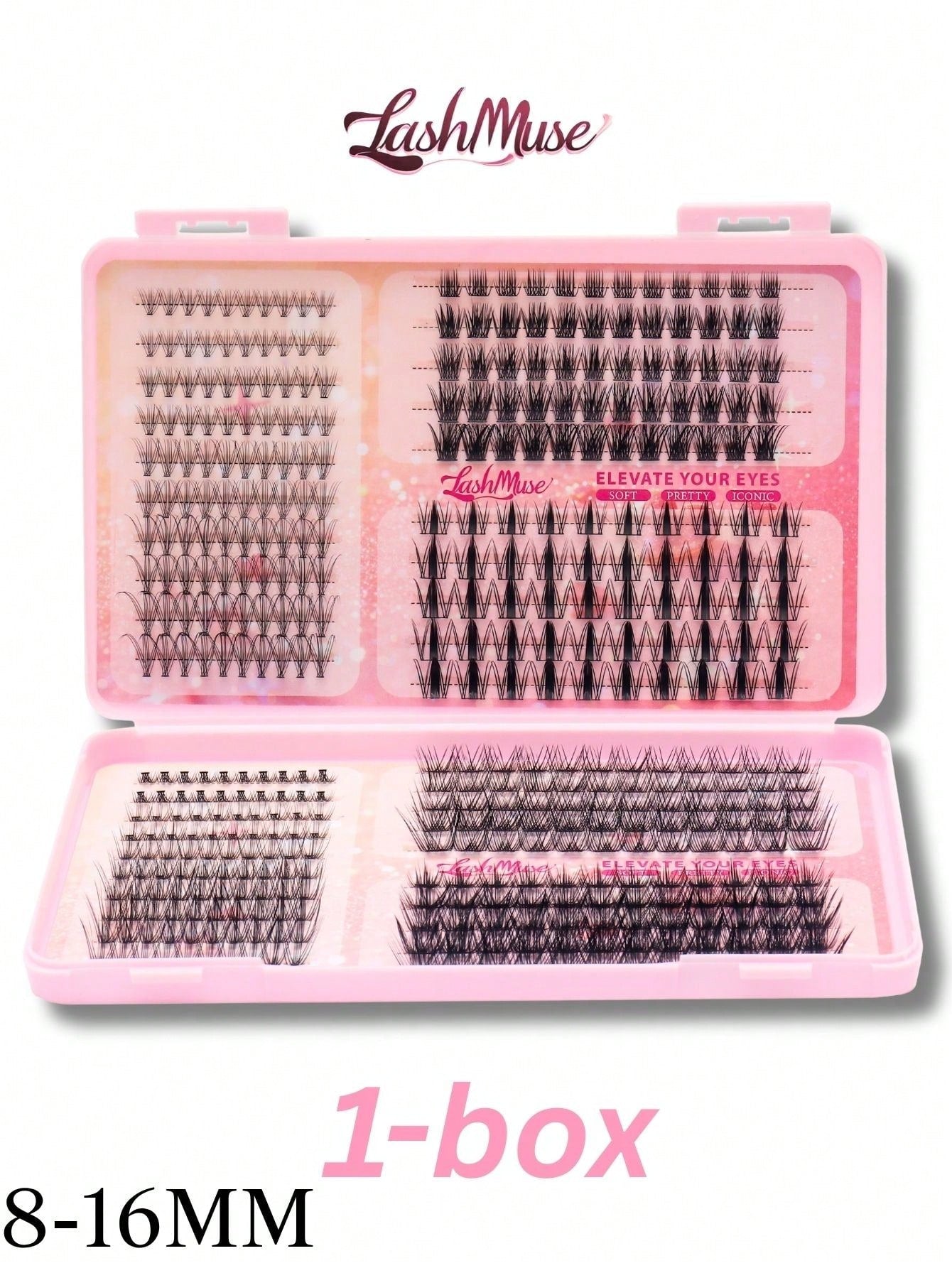 Large Capacity Eyelash Book, 8-16MM Mixed Length, D-Curl Fluffy False Eyelashes, Multi-Row Segmented Cluster Lashes Neatly Organized, Suitable For Beginners Home DIY Free Matching, Lightweight Soft Fi