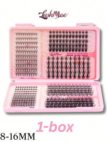 Large Capacity Eyelash Book, 8-16MM Mixed Length, D-Curl Fluffy False Eyelashes, Multi-Row Segmented Cluster Lashes Neatly Organized, Suitable For Beginners Home DIY Free Matching, Lightweight Soft Fi