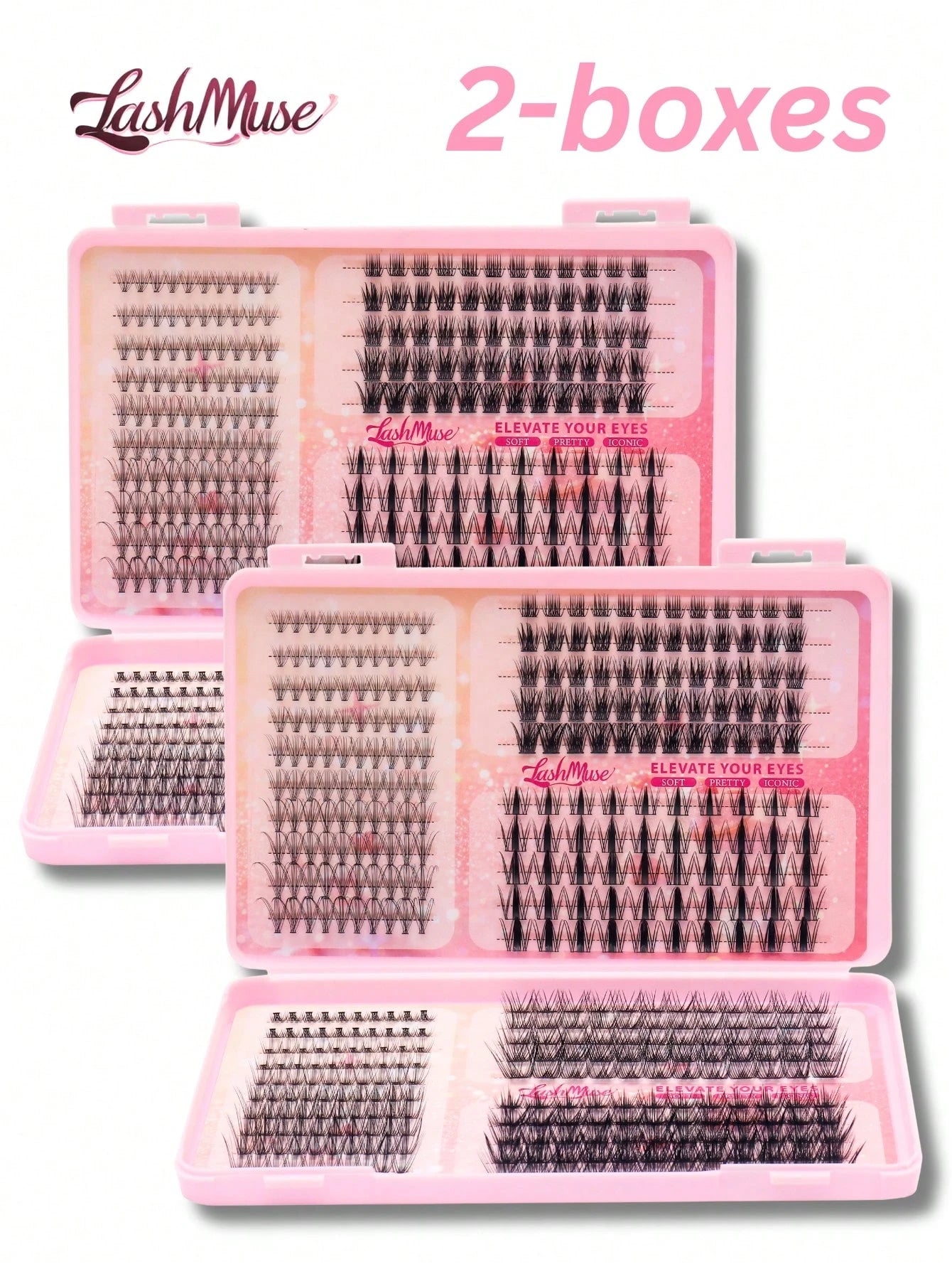 Large Capacity Eyelash Book, 8-16MM Mixed Length, D-Curl Fluffy False Eyelashes, Multi-Row Segmented Cluster Lashes Neatly Organized, Suitable For Beginners Home DIY Free Matching, Lightweight Soft Fi