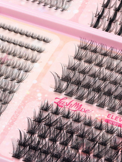 Large Capacity Eyelash Book, 8-16MM Mixed Length, D-Curl Fluffy False Eyelashes, Multi-Row Segmented Cluster Lashes Neatly Organized, Suitable For Beginners Home DIY Free Matching, Lightweight Soft Fi