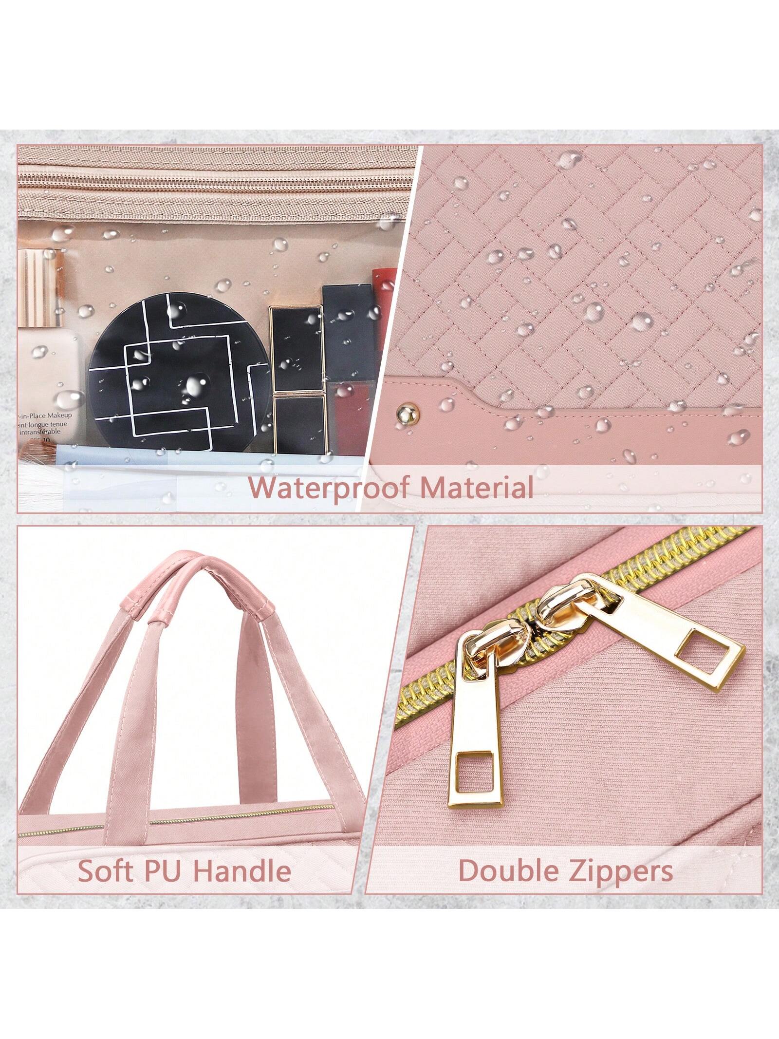 Large Capacity Hanging Toiletry Bag Partitioned Storage Makeup Cosmetic Organizer With Jewelry Compartment For Cruise, Travel And Weekend Trips