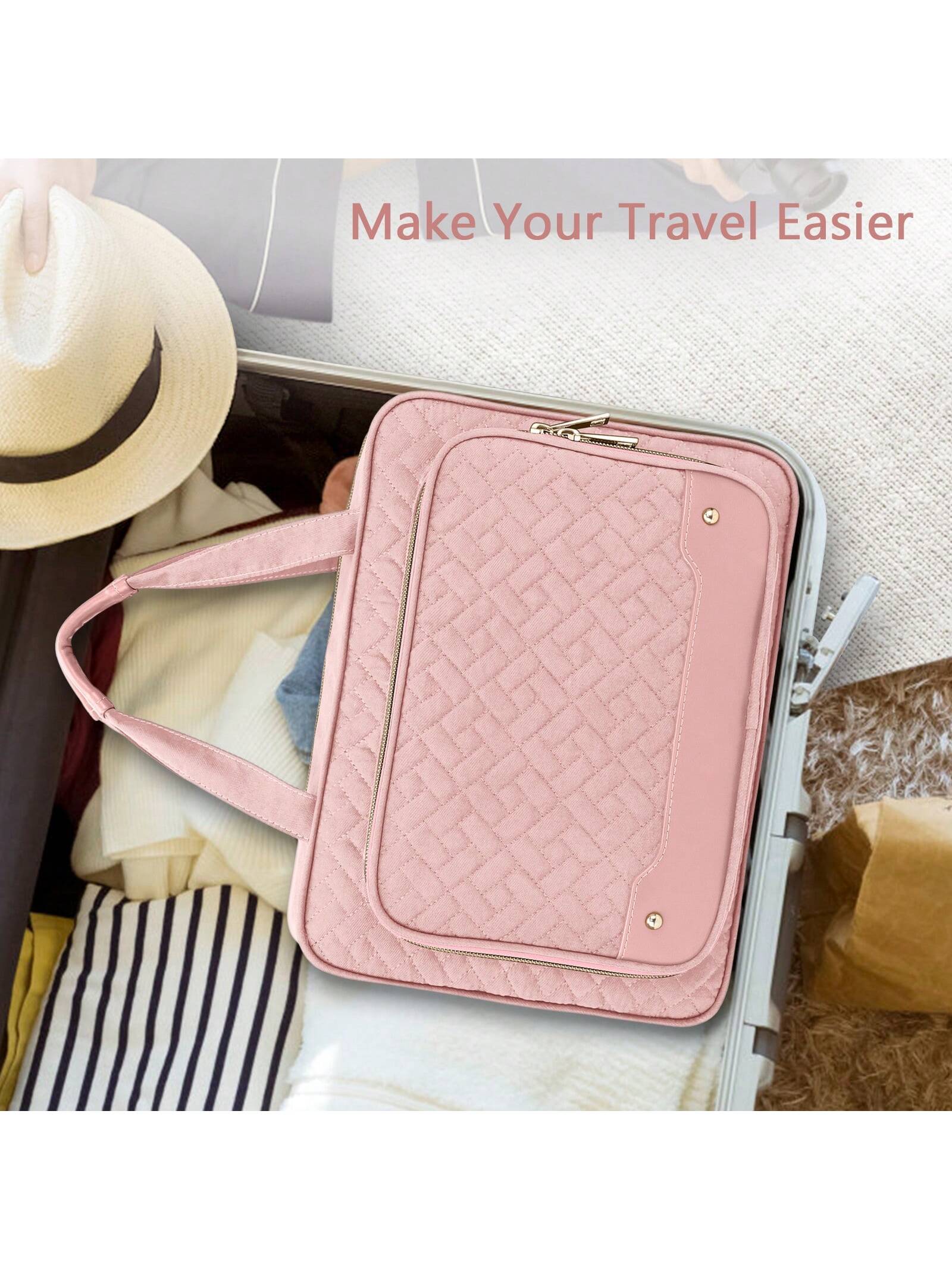 Large Capacity Hanging Toiletry Bag Partitioned Storage Makeup Cosmetic Organizer With Jewelry Compartment For Cruise, Travel And Weekend Trips