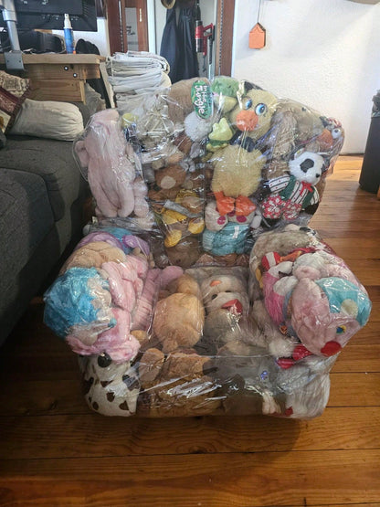 Large Capacity Sofa Storage Bag, DIY Doll Storage Bag, Space-Saving Multi-Functional Storage Bag With Transparent Visible Plastic Storage Compartments