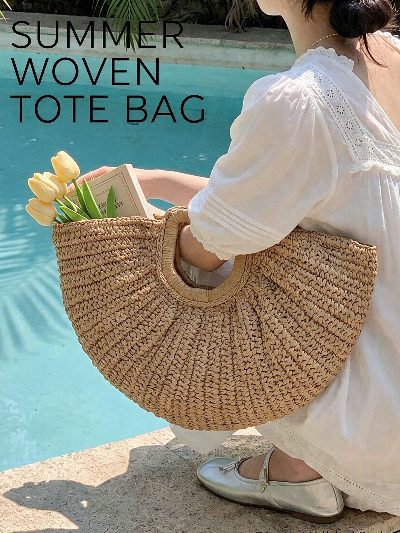 Large Capacity Straw Woven Clutch Bag, Boho Straw Handbag, Cloud Shaped Semi-Circle Design, Summer Travel Beach Bag For Daily Shopping, Straw Bag