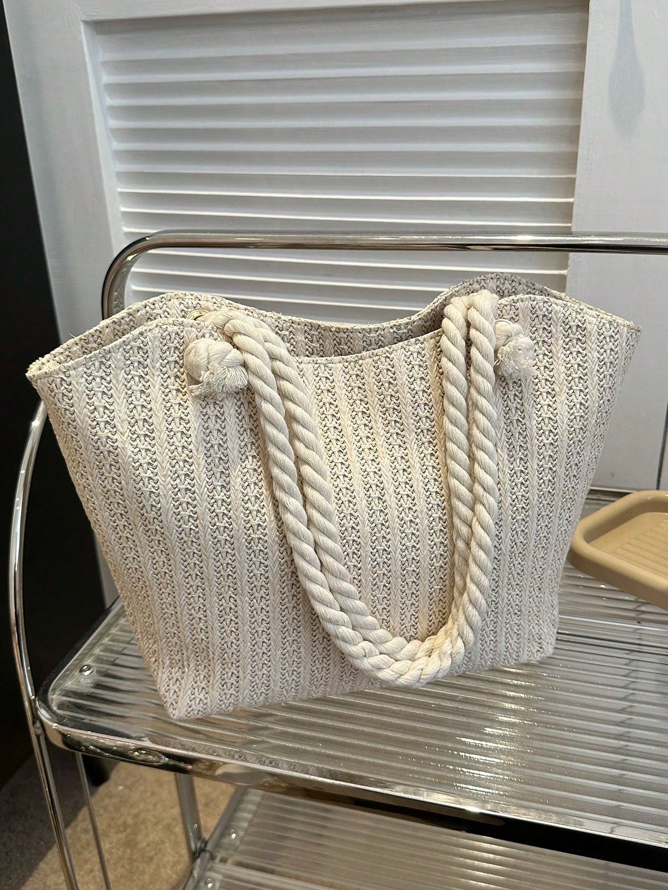 Large Capacity Woven Tote Bag, Beach Bag