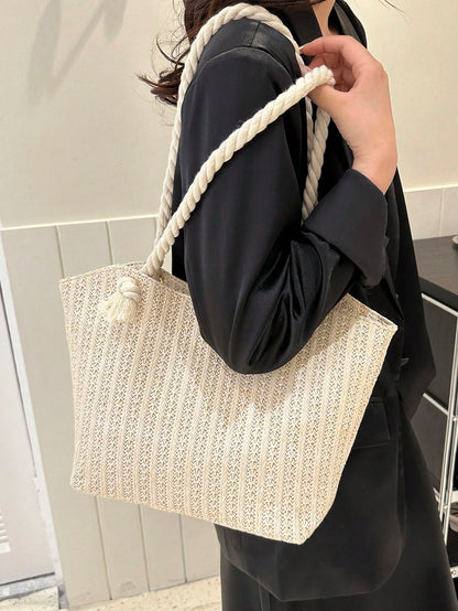 Large Capacity Woven Tote Bag, Beach Bag
