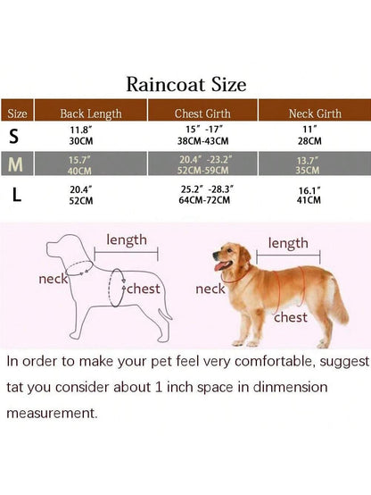 Large Dog Raincoat Adjustable Pet Water Proof Clothes Lightweight Rain Jacket Poncho Hoodies With Strip Reflective