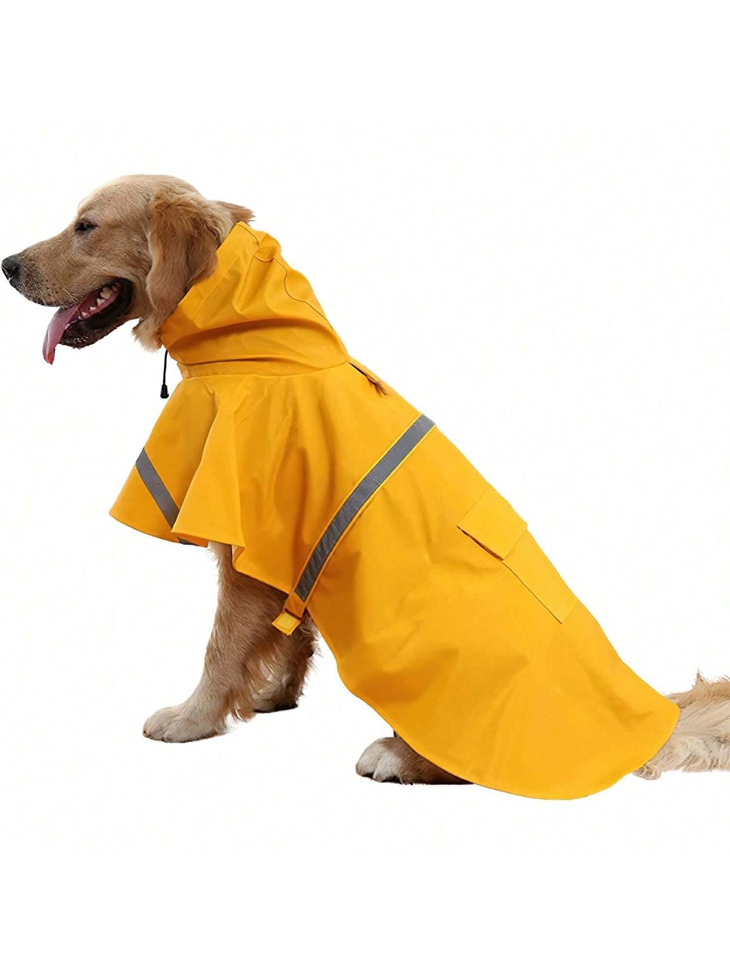 Large Dog Raincoat Adjustable Pet Water Proof Clothes Lightweight Rain Jacket Poncho Hoodies With Strip Reflective