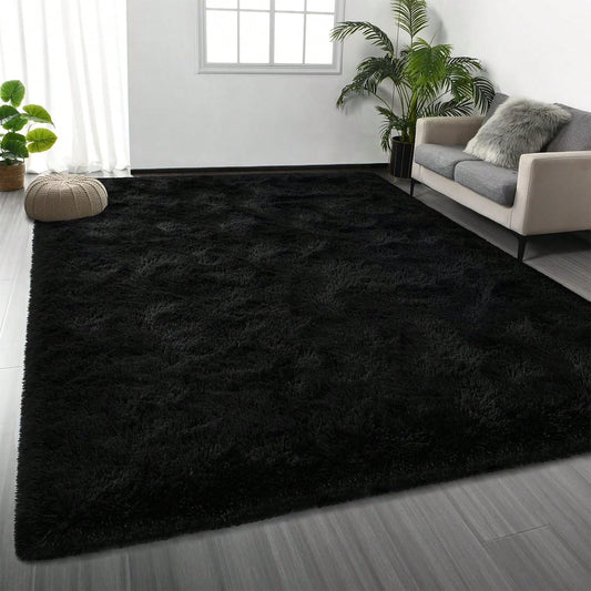 Large Shaggy Area Rug For Living Room & Bedroom – Stain-Resistant Fluffy Carpet With 1.4 In High Pile, Plush Aesthetic Throw Rug, Non-SIip Rubber Backing Complimentary 4 Anti-SIip Pads, Durable Edge S