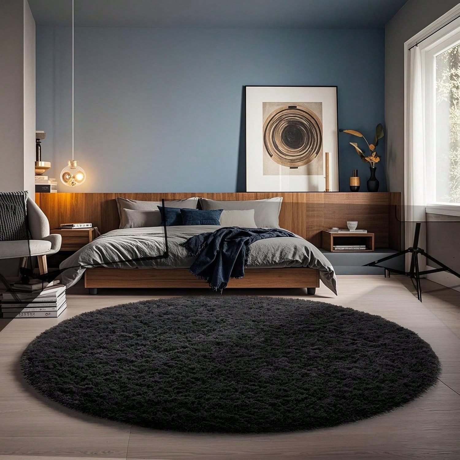 Large Shaggy Area Rug For Living Room & Bedroom – Stain-Resistant Fluffy Carpet With 1.4 In High Pile, Plush Aesthetic Throw Rug, Non-SIip Rubber Backing Complimentary 4 Anti-SIip Pads, Durable Edge S