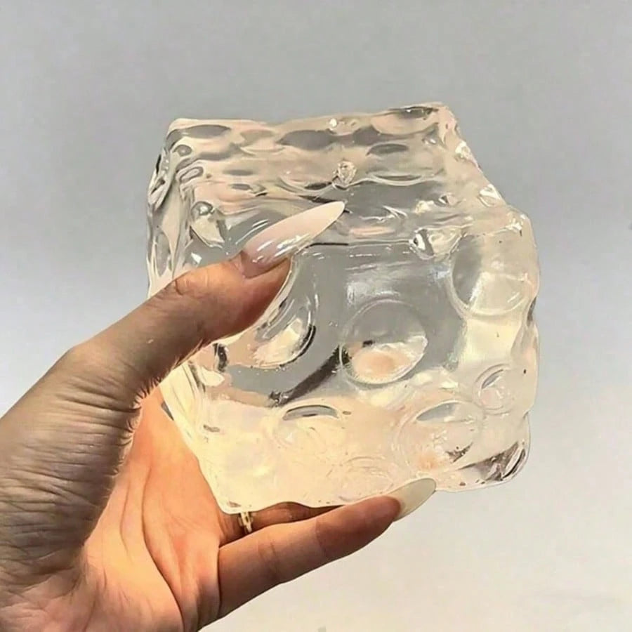 Large Transparent Square Cheese Slow-Rebound Squishy Toy, Jelly-Like Soft Squeeze Toy, Cute Stress Relief Toy And Calming Sensory Desk Decor