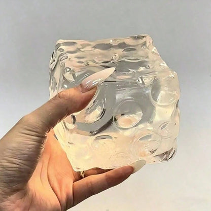 Large Transparent Square Cheese Slow-Rebound Squishy Toy, Jelly-Like Soft Squeeze Toy, Cute Stress Relief Toy And Calming Sensory Desk Decor