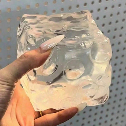 Large Transparent Square Cheese Slow-Rebound Squishy Toy, Jelly-Like Soft Squeeze Toy, Cute Stress Relief Toy And Calming Sensory Desk Decor