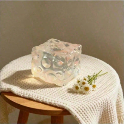 Large Transparent Square Cheese Slow-Rebound Squishy Toy, Jelly-Like Soft Squeeze Toy, Cute Stress Relief Toy And Calming Sensory Desk Decor