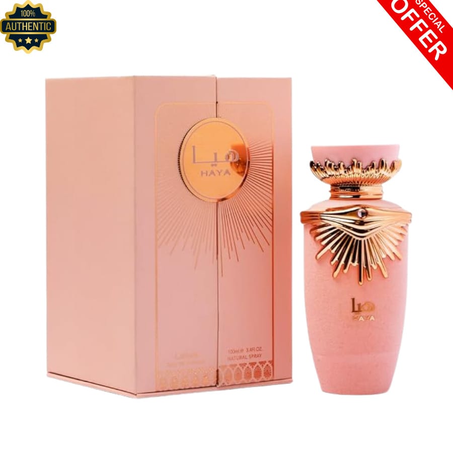 Lattafa Haya Eau De Parfum Spray For Women 3.4 Oz- Sweet Champagne Strawberry Floral Long Lasting Fragrance