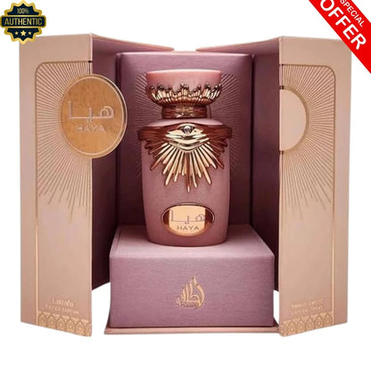 Lattafa Haya Eau De Parfum Spray For Women 3.4 Oz- Sweet Champagne Strawberry Floral Long Lasting Fragrance