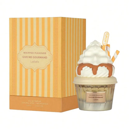 Lattafa Whipped Pleasure Eau De Parfum, Give Me Gourmand Collection, Spray Form, 75ml, Whipped Cream, Caramel & Vanilla Scent, Long-Lasting Suitable For Dating, Parties And Business The Perfect Gift F