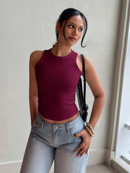 leahseptember Women's Summer Fitted Solid Color Camisole Casual