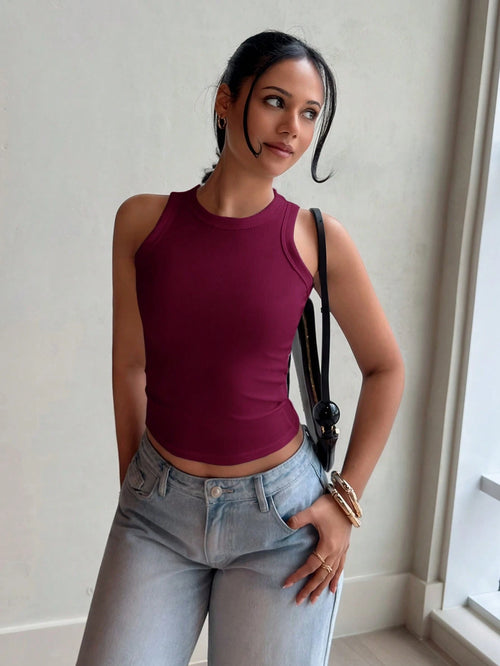 leahseptember Women's Summer Fitted Solid Color Camisole Casual