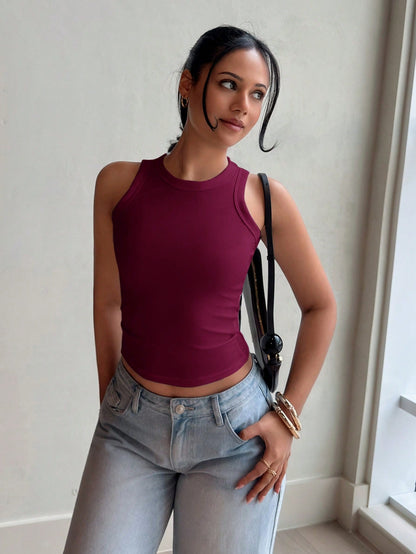 leahseptember Women's Summer Fitted Solid Color Camisole Casual