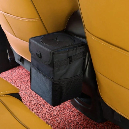 Leakproof Car Trash Can With Lid- Collapsible Automotive Garbage Bin For Trucks & SUVs, Road Trip Essentials Organizer With Storage Bag (Unisex Design)