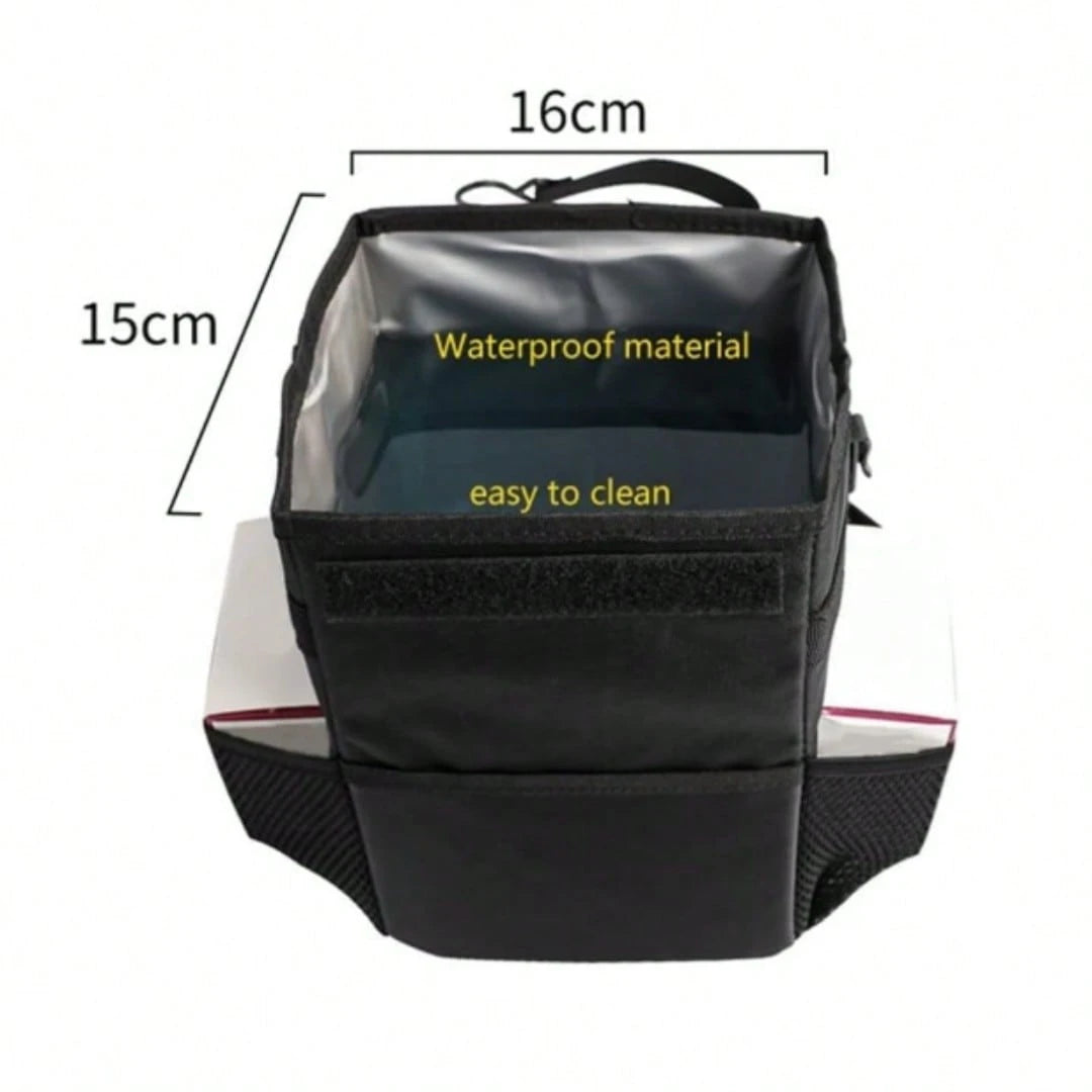 Leakproof Car Trash Can With Lid- Collapsible Automotive Garbage Bin For Trucks & SUVs, Road Trip Essentials Organizer With Storage Bag (Unisex Design)