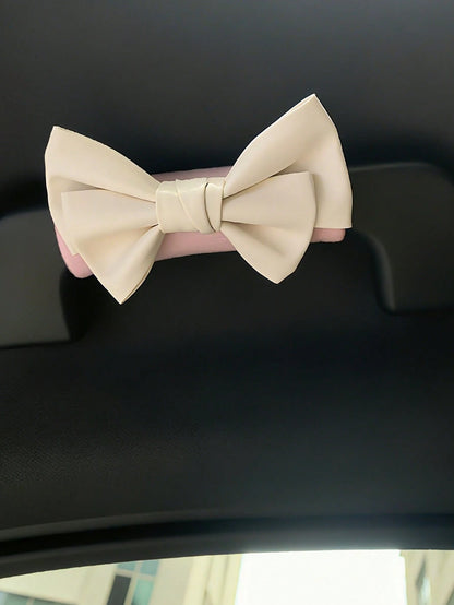 Leather Bowknot Car Door Handle Protector Cover, Cute Car Interior Decorative Accessories For Women