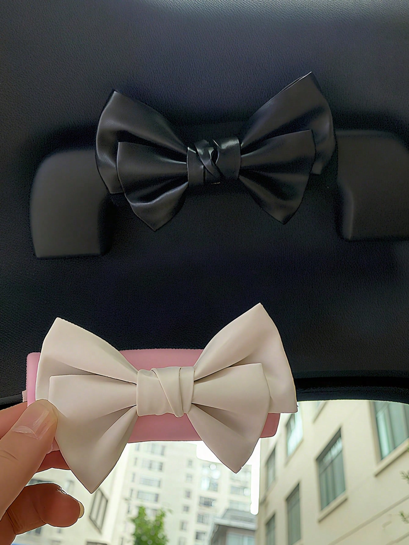 Leather Bowknot Car Door Handle Protector Cover, Cute Car Interior Decorative Accessories For Women