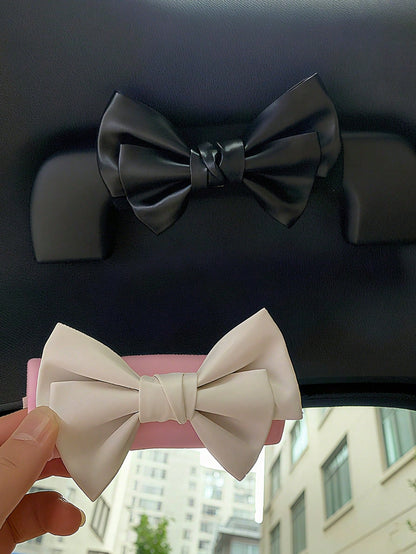Leather Bowknot Car Door Handle Protector Cover, Cute Car Interior Decorative Accessories For Women