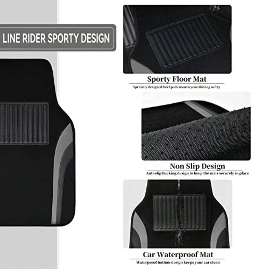 Leather Of Py Car Floor Ma CarpetUniveral Auttive Floor Mat Fit For Edan Car Mid Truck UV Et Of 4 Black And G