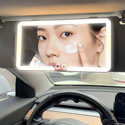 LED Vanity Mirror For Car Sun Visors, Smart Touch LED Car Vanity Mirror- 3 Lighting Modes And 60 LEDs- Rechargeable, Touch Dimming. Effortless Makeup Application, Car Interior Accessory- The Ideal