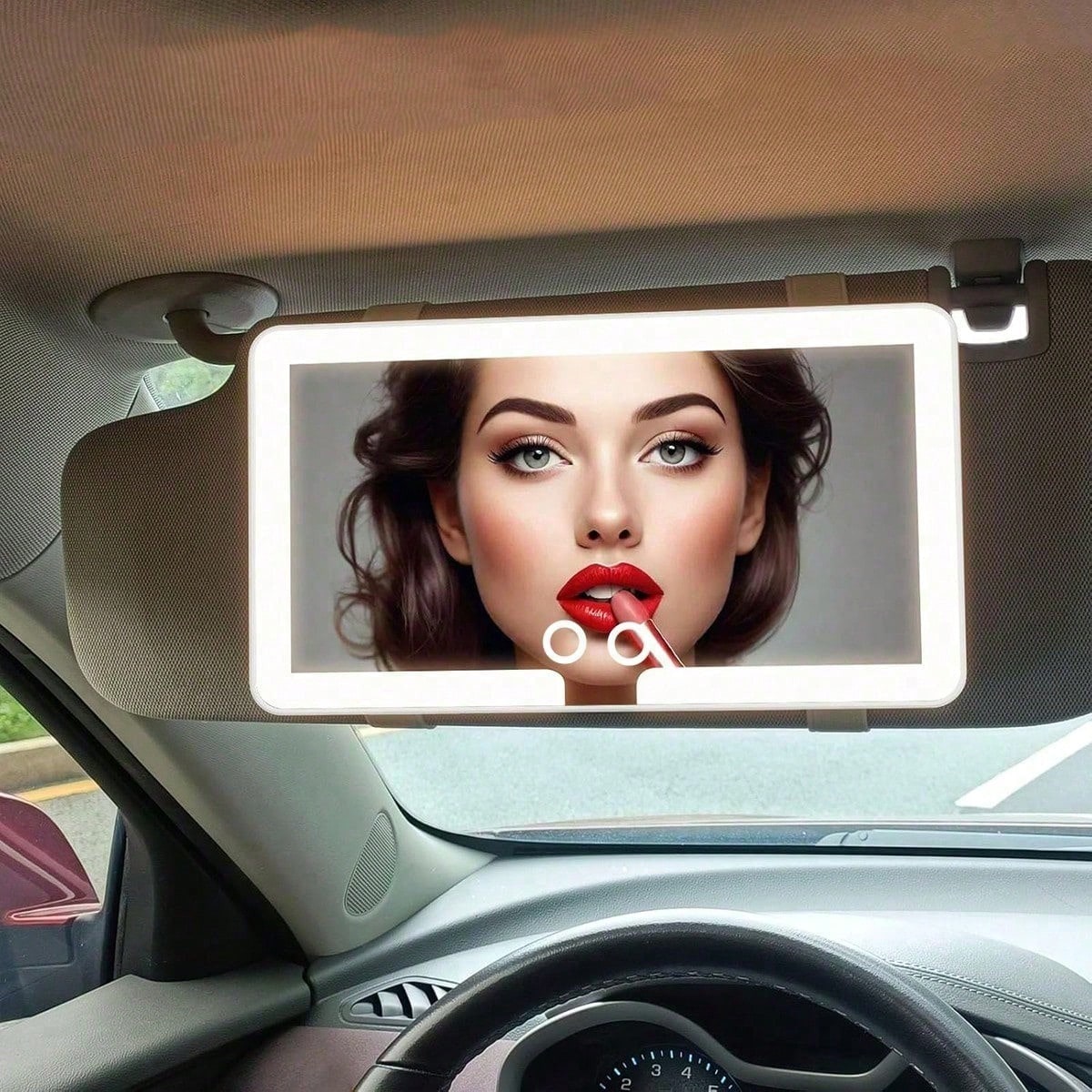 LED Vanity Mirror For Car Sun Visors, Smart Touch LED Car Vanity Mirror- 3 Lighting Modes And 60 LEDs- Rechargeable, Touch Dimming. Effortless Makeup Application, Car Interior Accessory- The Ideal